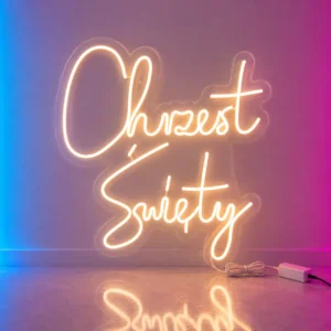 Chrzest Święty Neon LED 75x50 cm – Dekoracja na Chrzciny Gdynia