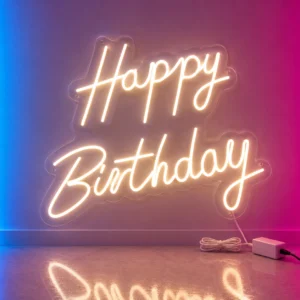 Happy Birthday Pisane Neon LED 70x70 cm – Dekoracja Urodzinowa Gdynia