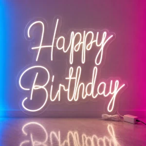 Happy Birthday Pisane Duże Neon LED 76x72 cm - Gdynia