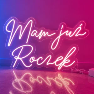 Mam Już Roczek Neon LED 100x75 cm – Dekoracja na Roczek Gdynia