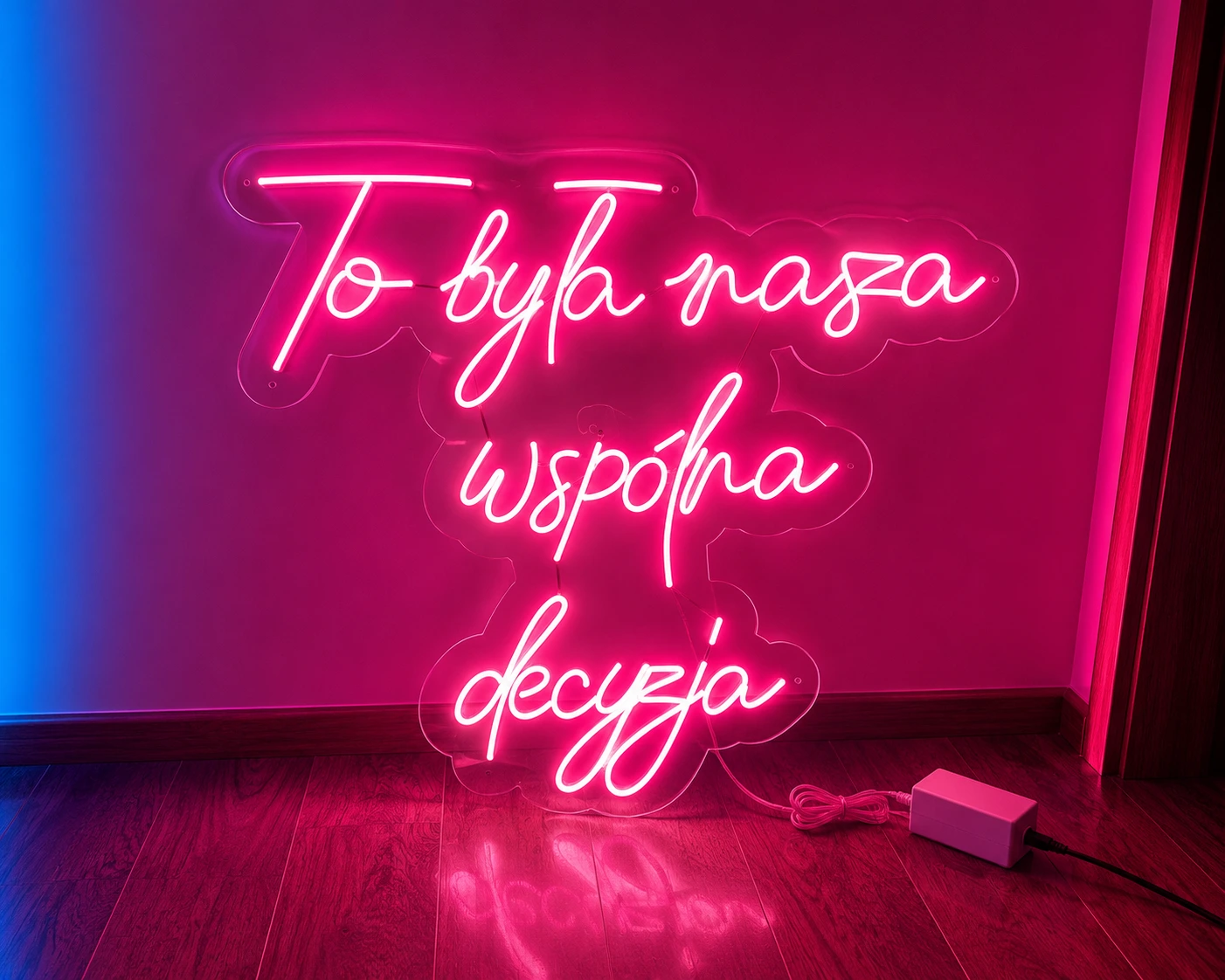 To Była Nasza Wspólna Decyzja Neon LED 100x95 cm - Neon Weselny Gdynia